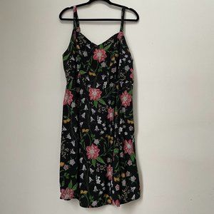 Old Navy Black Floral Fit & Flare Summer Dress